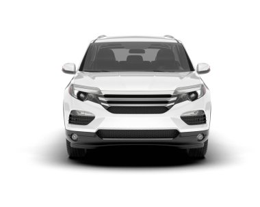 Beyaz SUV beyaz arka planda izole edilmiş. 3d görüntüleme - illüstrasyon