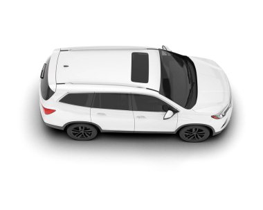 Beyaz SUV beyaz arka planda izole edilmiş. 3d görüntüleme - illüstrasyon