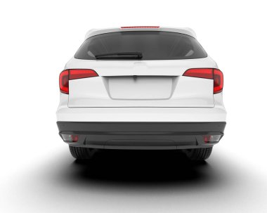 Beyaz SUV beyaz arka planda izole edilmiş. 3d görüntüleme - illüstrasyon