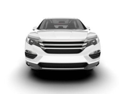 Beyaz SUV beyaz arka planda izole edilmiş. 3d görüntüleme - illüstrasyon