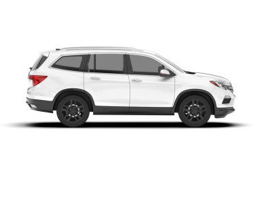 Beyaz SUV beyaz arka planda izole edilmiş. 3d görüntüleme - illüstrasyon