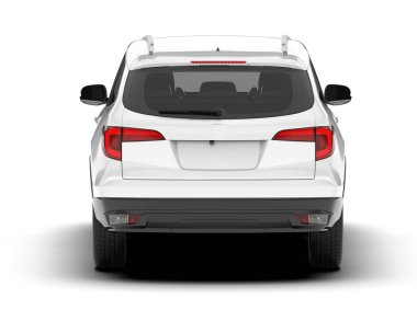 Beyaz SUV beyaz arka planda izole edilmiş. 3d görüntüleme - illüstrasyon