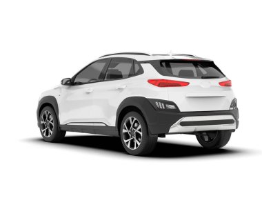 Beyaz SUV beyaz arka planda izole edilmiş. 3d görüntüleme - illüstrasyon