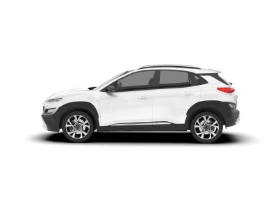 Beyaz SUV beyaz arka planda izole edilmiş. 3d görüntüleme - illüstrasyon