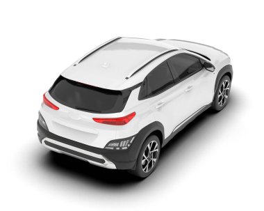 Beyaz SUV beyaz arka planda izole edilmiş. 3d görüntüleme - illüstrasyon