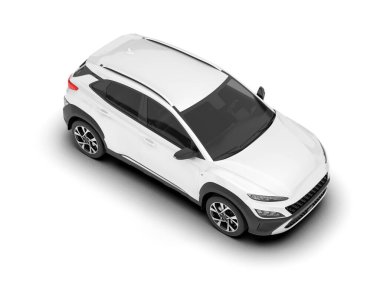 Beyaz SUV beyaz arka planda izole edilmiş. 3d görüntüleme - illüstrasyon