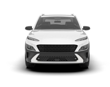 Beyaz SUV beyaz arka planda izole edilmiş. 3d görüntüleme - illüstrasyon