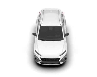 Beyaz SUV beyaz arka planda izole edilmiş. 3d görüntüleme - illüstrasyon