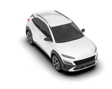 Beyaz SUV beyaz arka planda izole edilmiş. 3d görüntüleme - illüstrasyon