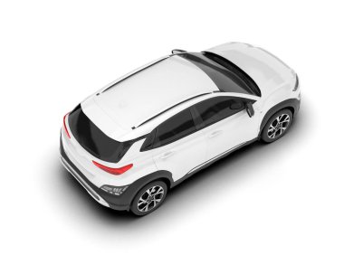 Beyaz SUV beyaz arka planda izole edilmiş. 3d görüntüleme - illüstrasyon