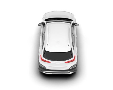 Beyaz SUV beyaz arka planda izole edilmiş. 3d görüntüleme - illüstrasyon