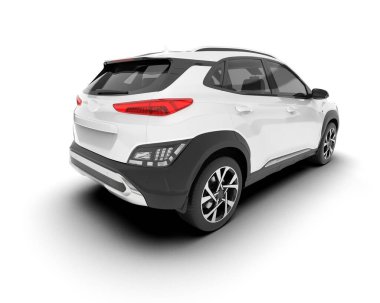 Beyaz SUV beyaz arka planda izole edilmiş. 3d görüntüleme - illüstrasyon