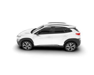 Beyaz SUV beyaz arka planda izole edilmiş. 3d görüntüleme - illüstrasyon