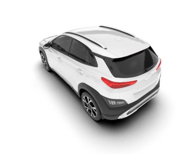 Beyaz SUV beyaz arka planda izole edilmiş. 3d görüntüleme - illüstrasyon