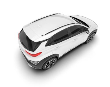 Beyaz SUV beyaz arka planda izole edilmiş. 3d görüntüleme - illüstrasyon