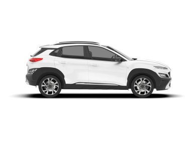 Beyaz SUV beyaz arka planda izole edilmiş. 3d görüntüleme - illüstrasyon