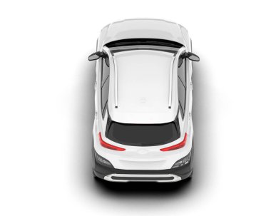 Beyaz SUV beyaz arka planda izole edilmiş. 3d görüntüleme - illüstrasyon