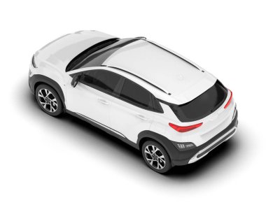 Beyaz SUV beyaz arka planda izole edilmiş. 3d görüntüleme - illüstrasyon