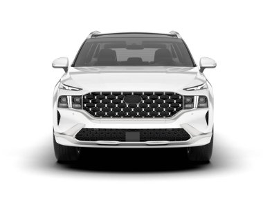 Beyaz SUV beyaz arka planda izole edilmiş. 3d görüntüleme - illüstrasyon