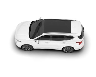 Beyaz SUV beyaz arka planda izole edilmiş. 3d görüntüleme - illüstrasyon