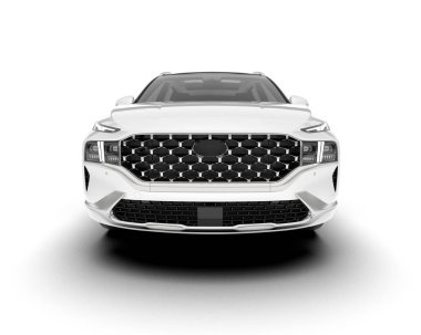 Beyaz SUV beyaz arka planda izole edilmiş. 3d görüntüleme - illüstrasyon