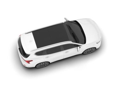 Beyaz SUV beyaz arka planda izole edilmiş. 3d görüntüleme - illüstrasyon