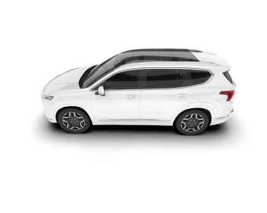 Beyaz SUV beyaz arka planda izole edilmiş. 3d görüntüleme - illüstrasyon