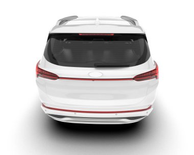 Beyaz SUV beyaz arka planda izole edilmiş. 3d görüntüleme - illüstrasyon