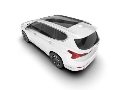 Beyaz SUV beyaz arka planda izole edilmiş. 3d görüntüleme - illüstrasyon