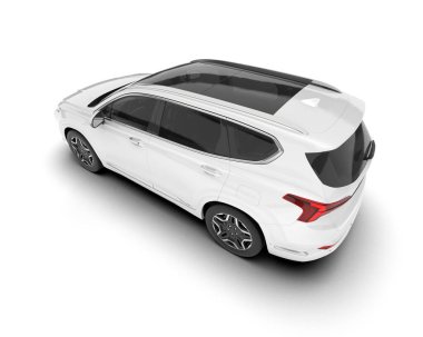 Beyaz SUV beyaz arka planda izole edilmiş. 3d görüntüleme - illüstrasyon
