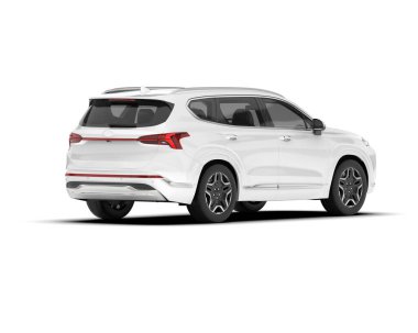 Beyaz SUV beyaz arka planda izole edilmiş. 3d görüntüleme - illüstrasyon