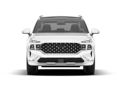 Beyaz SUV beyaz arka planda izole edilmiş. 3d görüntüleme - illüstrasyon