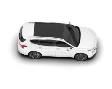 Beyaz SUV beyaz arka planda izole edilmiş. 3d görüntüleme - illüstrasyon