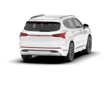 Beyaz SUV beyaz arka planda izole edilmiş. 3d görüntüleme - illüstrasyon