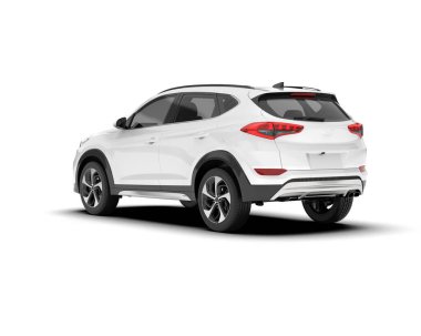 Beyaz SUV beyaz arka planda izole edilmiş. 3d görüntüleme - illüstrasyon