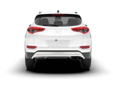 Beyaz SUV beyaz arka planda izole edilmiş. 3d görüntüleme - illüstrasyon