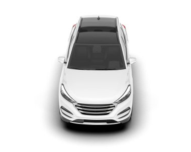 Beyaz SUV beyaz arka planda izole edilmiş. 3d görüntüleme - illüstrasyon