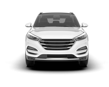 Beyaz SUV beyaz arka planda izole edilmiş. 3d görüntüleme - illüstrasyon