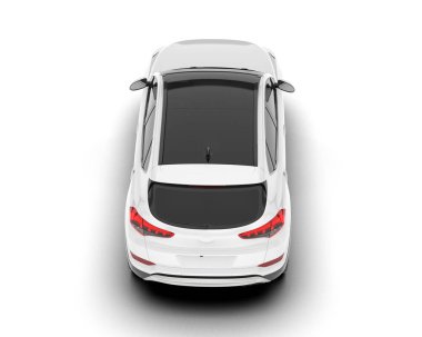 Beyaz SUV beyaz arka planda izole edilmiş. 3d görüntüleme - illüstrasyon