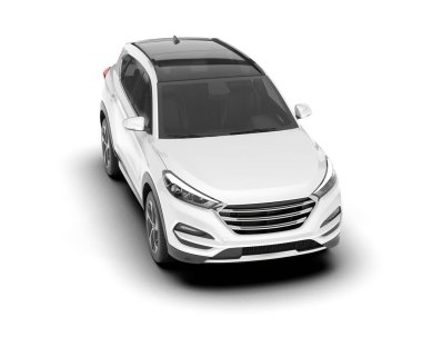Beyaz SUV beyaz arka planda izole edilmiş. 3d görüntüleme - illüstrasyon