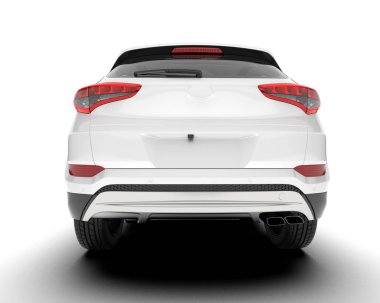 Beyaz SUV beyaz arka planda izole edilmiş. 3d görüntüleme - illüstrasyon