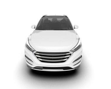 Beyaz SUV beyaz arka planda izole edilmiş. 3d görüntüleme - illüstrasyon