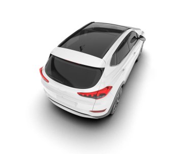 Beyaz SUV beyaz arka planda izole edilmiş. 3d görüntüleme - illüstrasyon