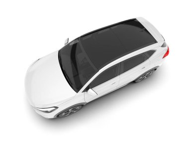 Beyaz SUV beyaz arka planda izole edilmiş. 3d görüntüleme - illüstrasyon
