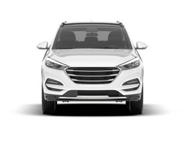 Beyaz SUV beyaz arka planda izole edilmiş. 3d görüntüleme - illüstrasyon