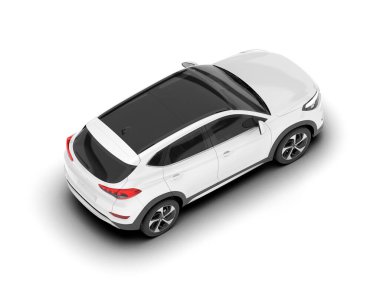 Beyaz SUV beyaz arka planda izole edilmiş. 3d görüntüleme - illüstrasyon