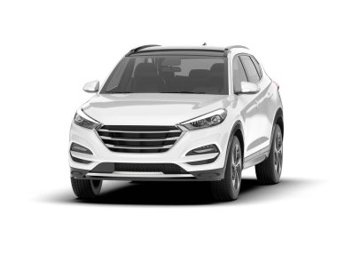Beyaz SUV beyaz arka planda izole edilmiş. 3d görüntüleme - illüstrasyon