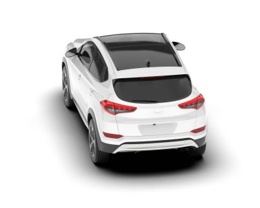 Beyaz SUV beyaz arka planda izole edilmiş. 3d görüntüleme - illüstrasyon