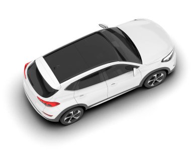 Beyaz SUV beyaz arka planda izole edilmiş. 3d görüntüleme - illüstrasyon