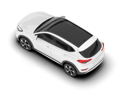 Beyaz SUV beyaz arka planda izole edilmiş. 3d görüntüleme - illüstrasyon